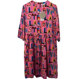 Stella McCartney Kids Pink Stella Loves Twill Dress 14+ Years NWT 603293 SRK12